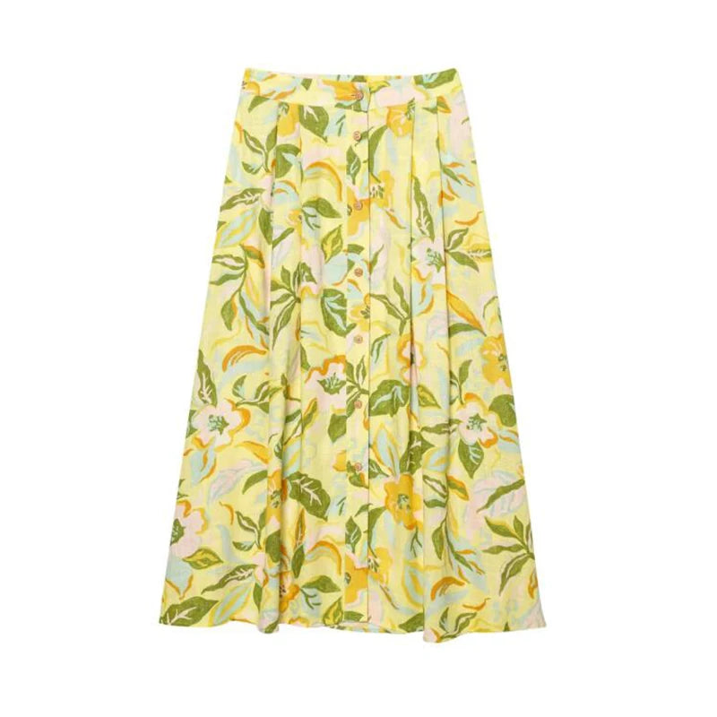 Set de 2 piezas de falda con estampado floral y top de tirantes combinado