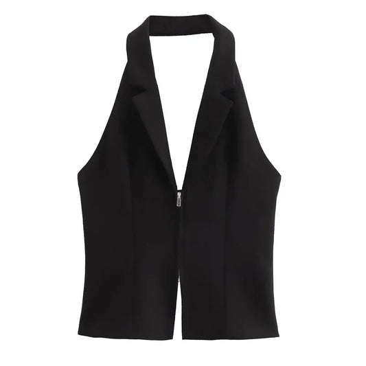 Top cuello estilo halter con cremallera