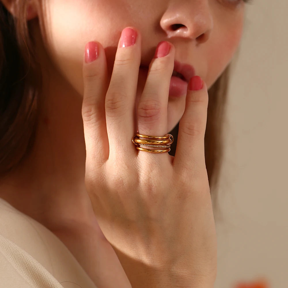 Anillo no fijo apilados de acero inoxidable / variantes
