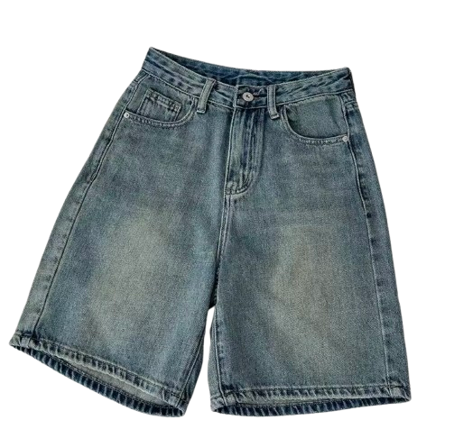Shorts largos vaqueros de cintura alta estilo vintage